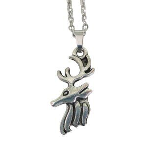 New Stag Head Pendant Necklace On 20" Stainless Chain - Deer Elk Unisex Jewelry